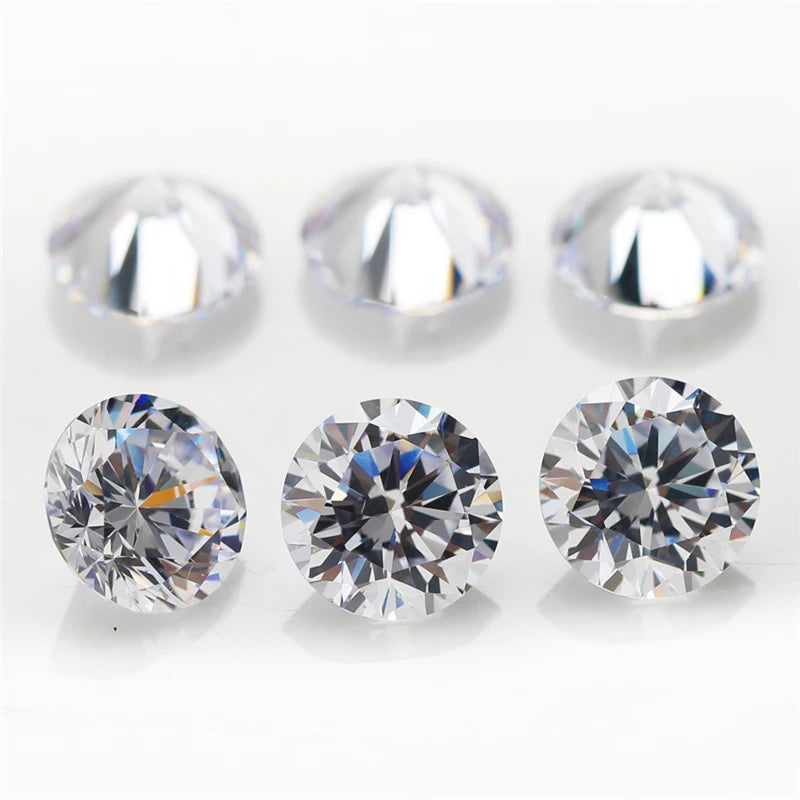 100pcs White Cubic Zirconia Loose Beads 3mm-25mm Round Cut Stones Jewelry Making