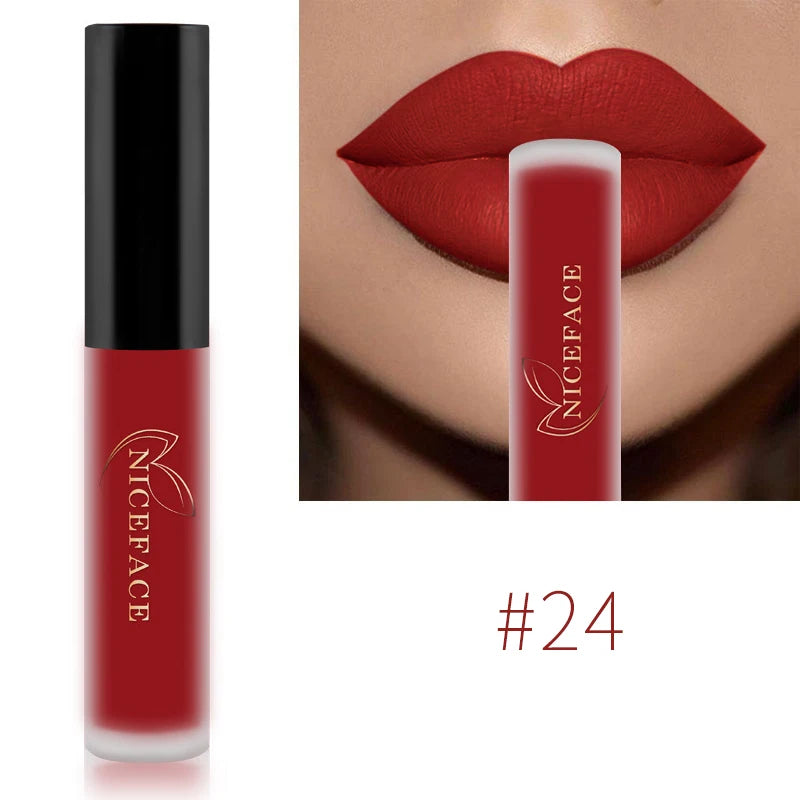 Long Lasting Waterproof Matte Lip Gloss - Nude, Velvet Finish, 34 Colors