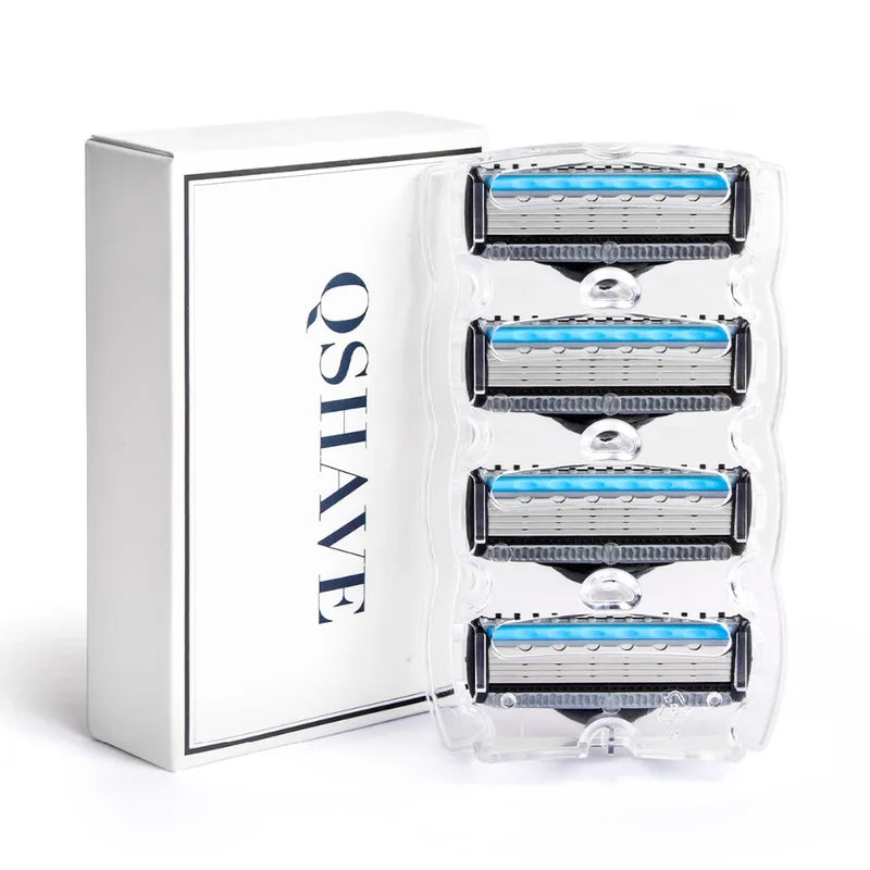 Men's Shaving Razor Kit with Handle & 10 Cartridges - Blue & Orange Blades