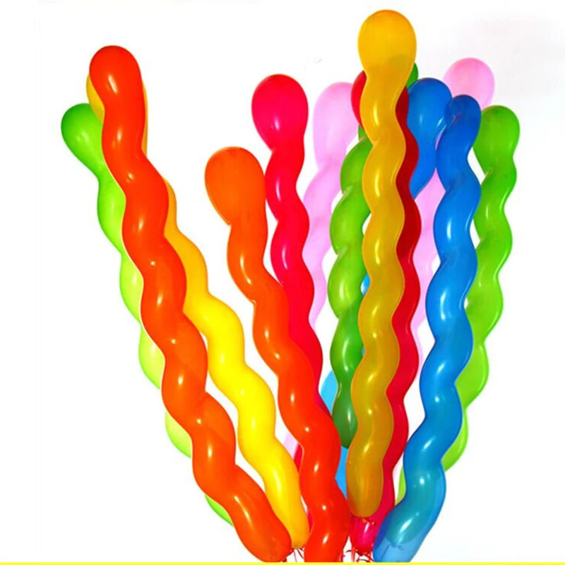 10Pcs Spiral Latex Balloon Set for Party Decoration, Inflatable Long Balloons