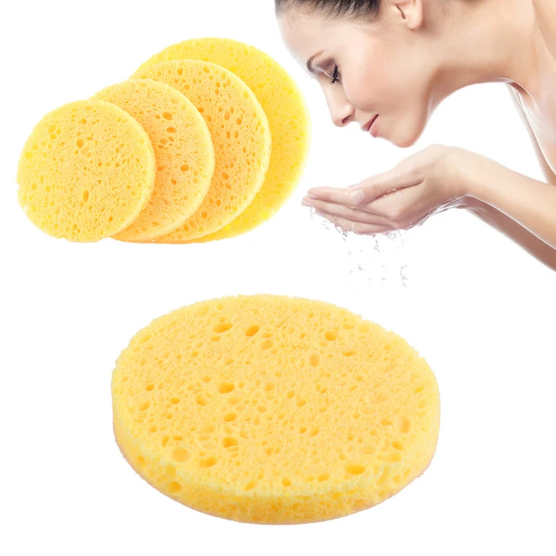 Natural Wood Pulp Facial Sponge 10Pcs Exfoliating Face Cleansing Puff Set