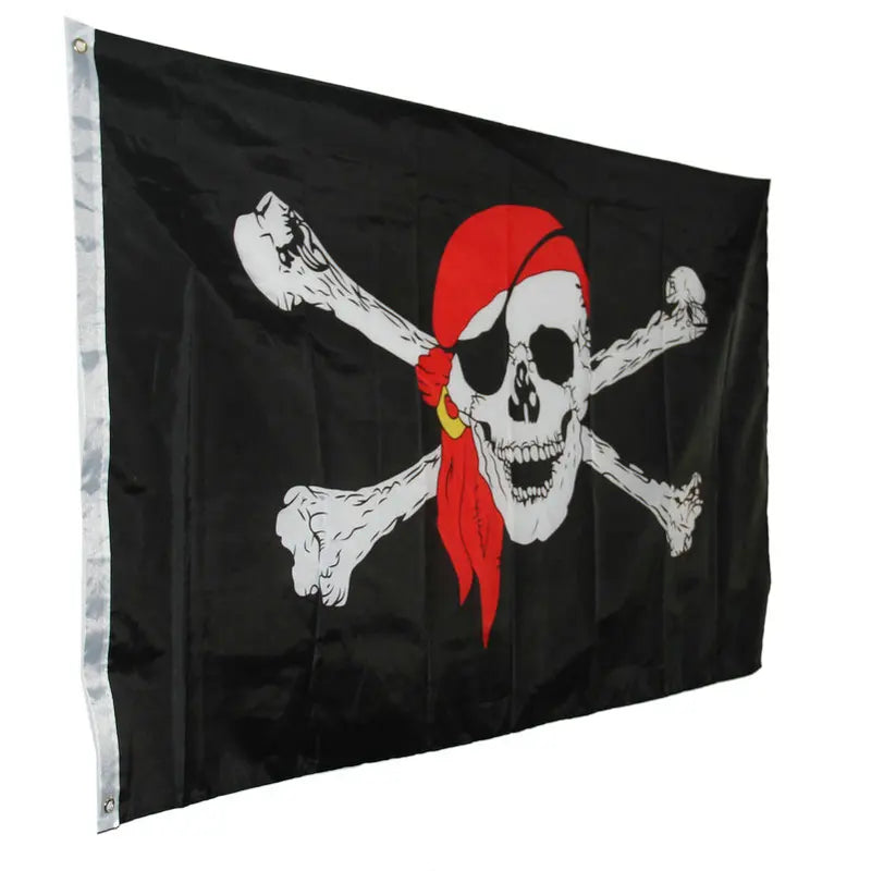 Halloween Pirate Flag Banner 90x60cm Skull Crossbones Garden Party Decoration