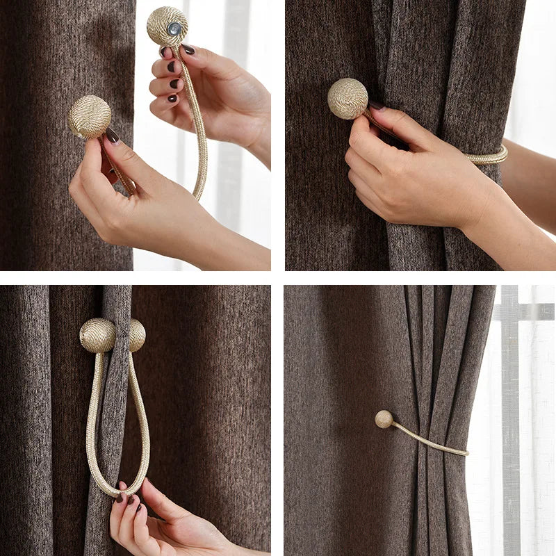 Magnetic Pearl Ball Curtain Tiebacks - Easy to Use Decorative Holdbacks