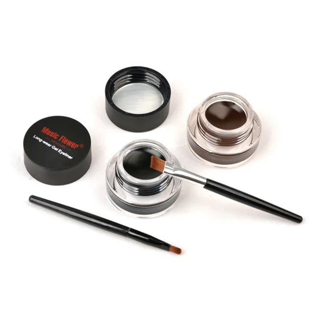 Waterproof Gel Eyeliner Kit 2-in-1 Long-Lasting Eye Makeup Set with Brushes
