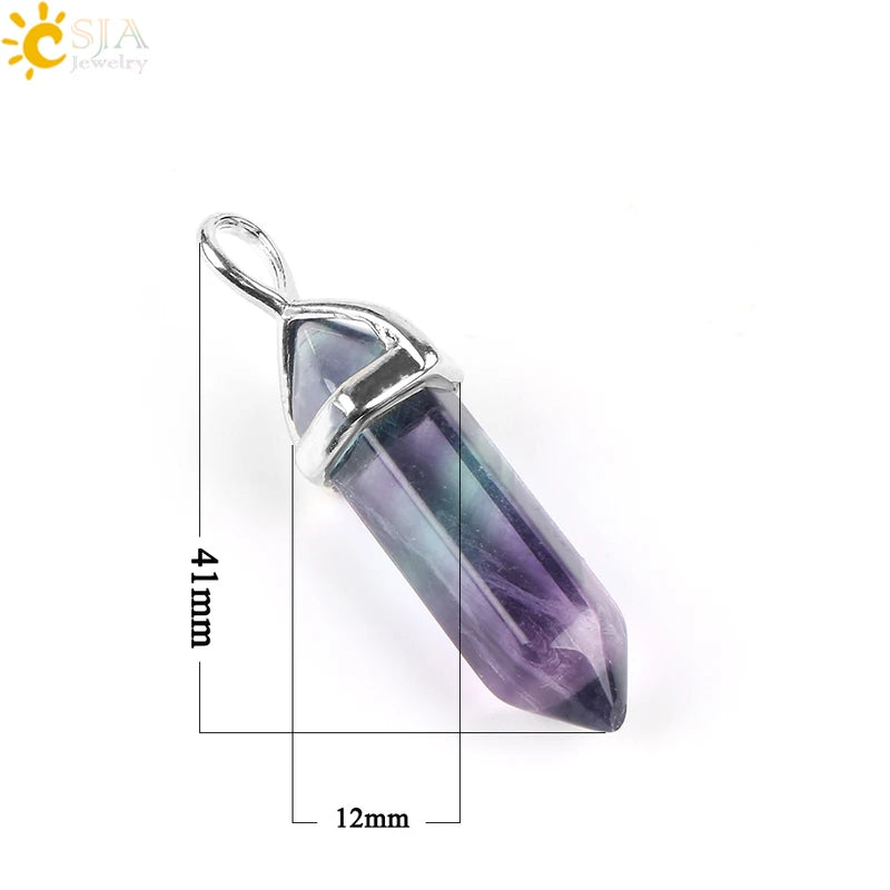 Natural Fluorite Crystal Necklace with Hexagonal Pendant for Healing & Spirituality