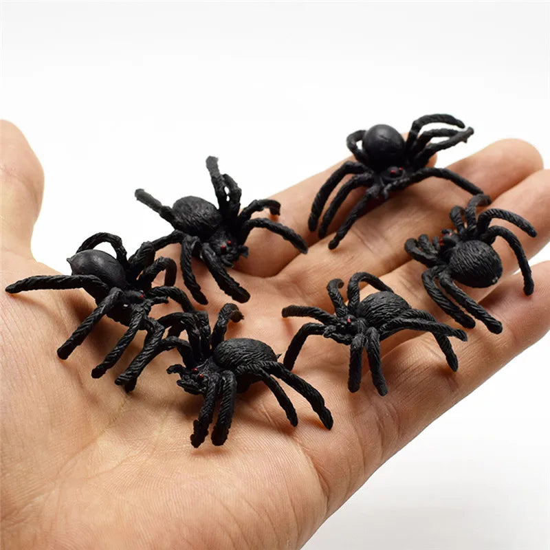 5pcs Small Fake Black Spider Halloween Decoration Haunted House Props