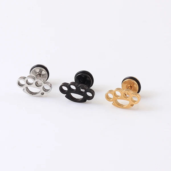 Unique Flower-Shaped Stainless Steel Ear Stud Earrings for Men Women