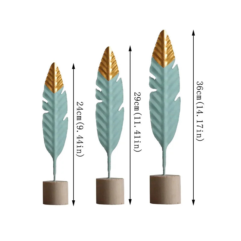Modern Feather Wooden Figurine for Home & Office Decor - Miniature Sculpture