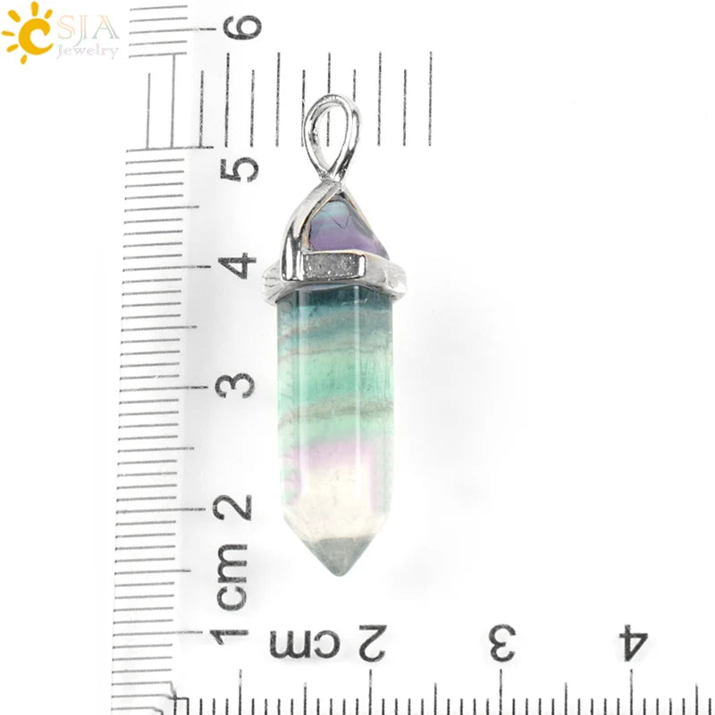 Natural Fluorite Crystal Necklace with Hexagonal Pendant for Healing & Spirituality