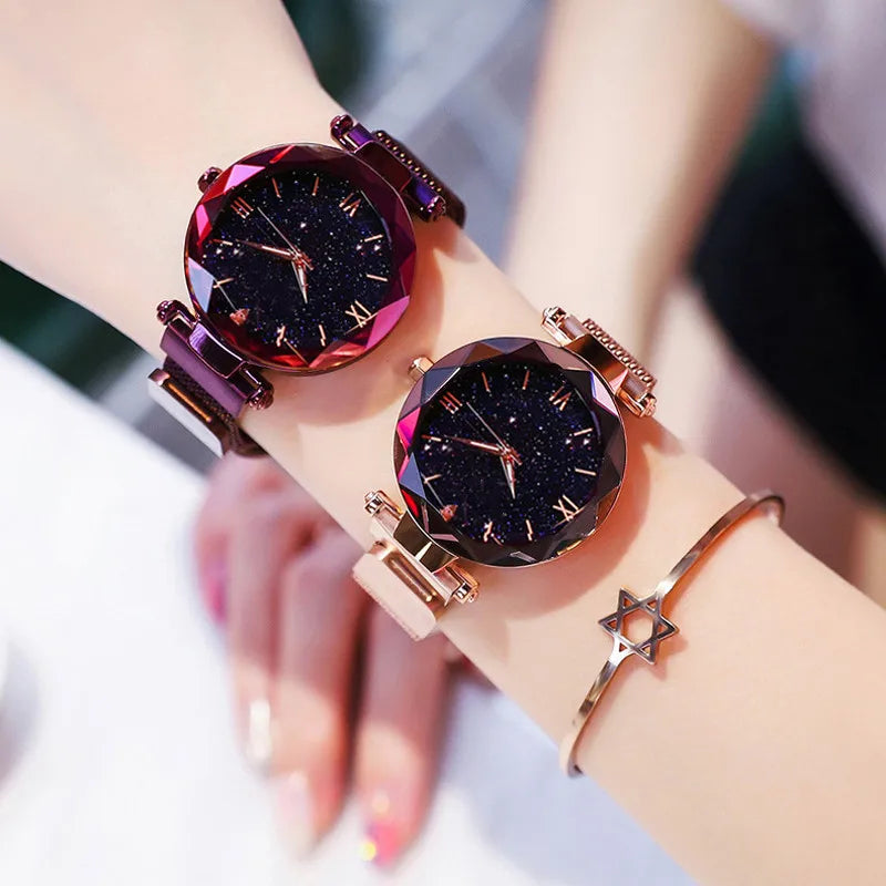 Starry Sky Women’s Magnetic Mesh Watch - Luxury Fashion Dress Wristwatch