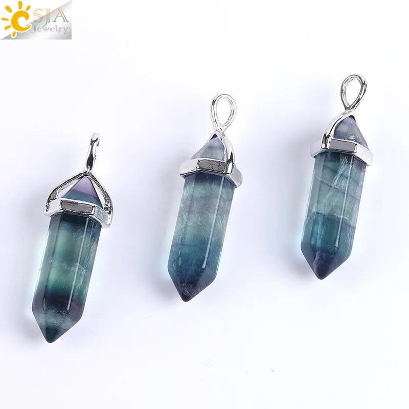 Natural Fluorite Crystal Necklace with Hexagonal Pendant for Healing & Spirituality