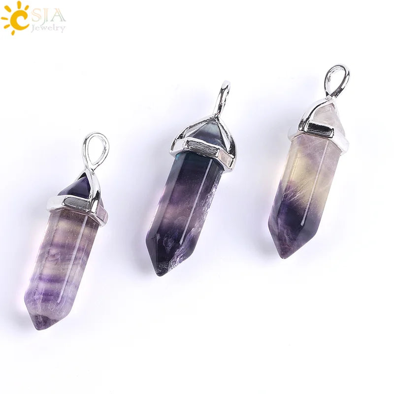Natural Fluorite Crystal Necklace with Hexagonal Pendant for Healing & Spirituality