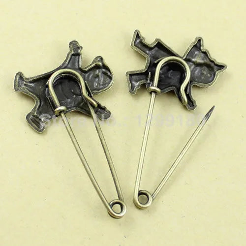 Vintage Alloy Brass Brooch Safety Pins for Garment Accessories - 2pcs
