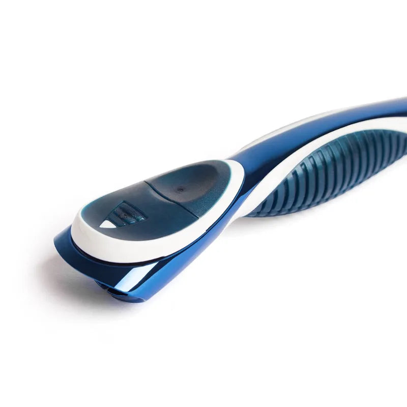 Men's Shaving Razor Kit with Handle & 10 Cartridges - Blue & Orange Blades