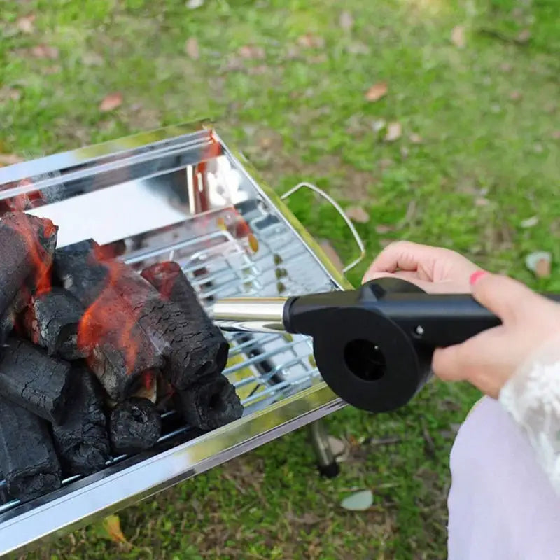 Hand BBQ Fan Air Blower for Grill Outdoor Picnic Fire Bellows Stainless Steel