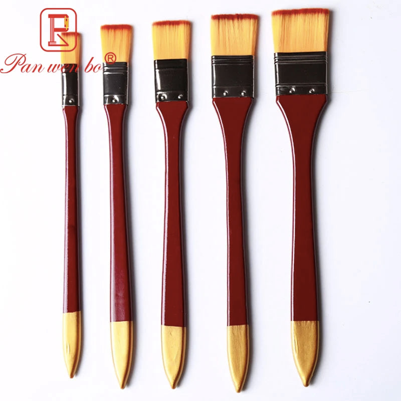Set of 5 Nylon Hair & Art Painting Brushes - Acrylic Oil & Scrubbing Tools