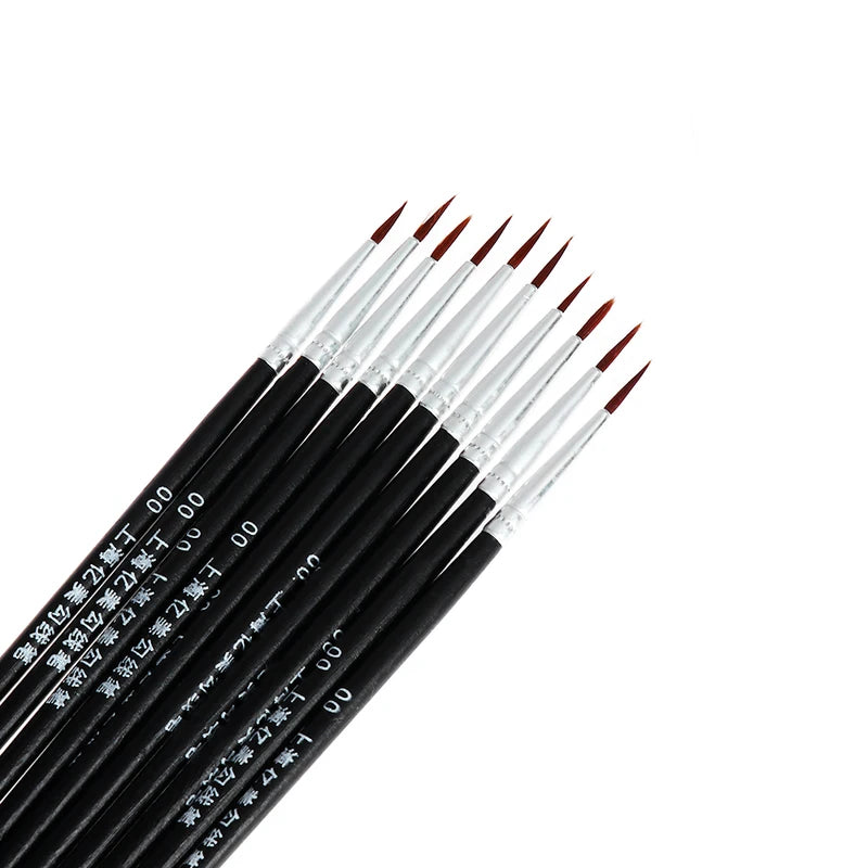 Set of 10 Acrylic Painting Pens Fine Hand Painted Art & Drawing Brushes