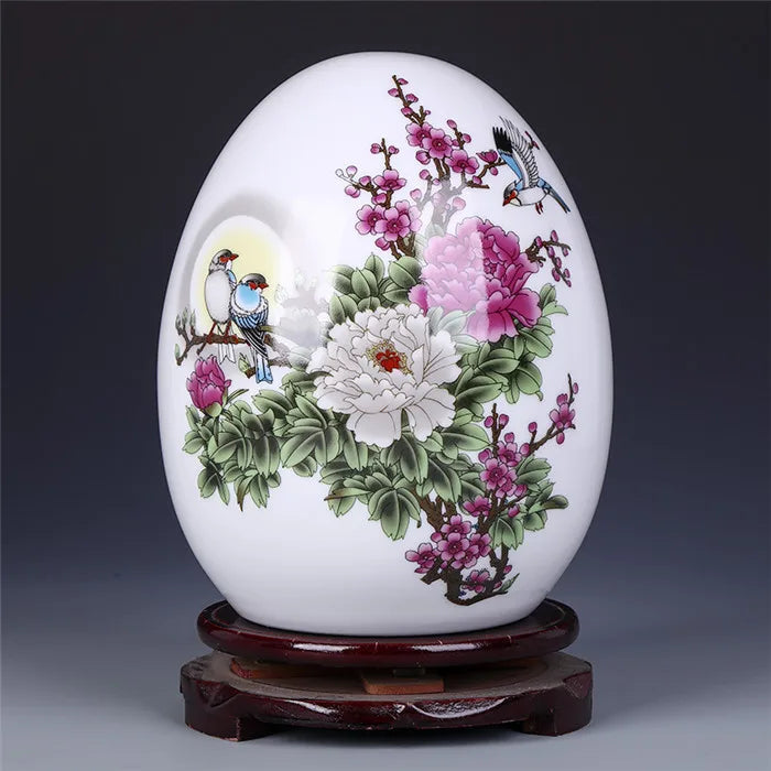Jingdezhen Ceramic Egg Vase - Good Luck Porcelain Decor for Living Room