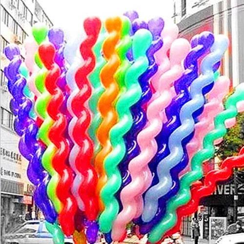 10Pcs Spiral Latex Balloon Set for Party Decoration, Inflatable Long Balloons