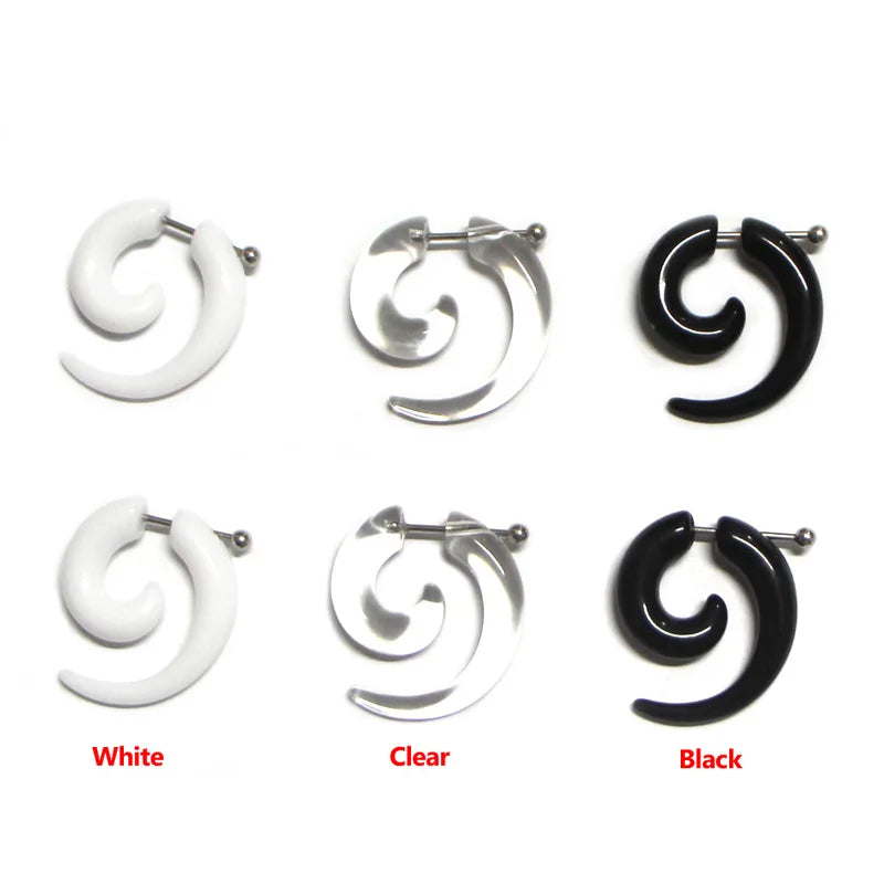 Fake Spiral Ear Tapers Snail Ear Expanders Body Jewelry 3-8mm - 2 Pieces