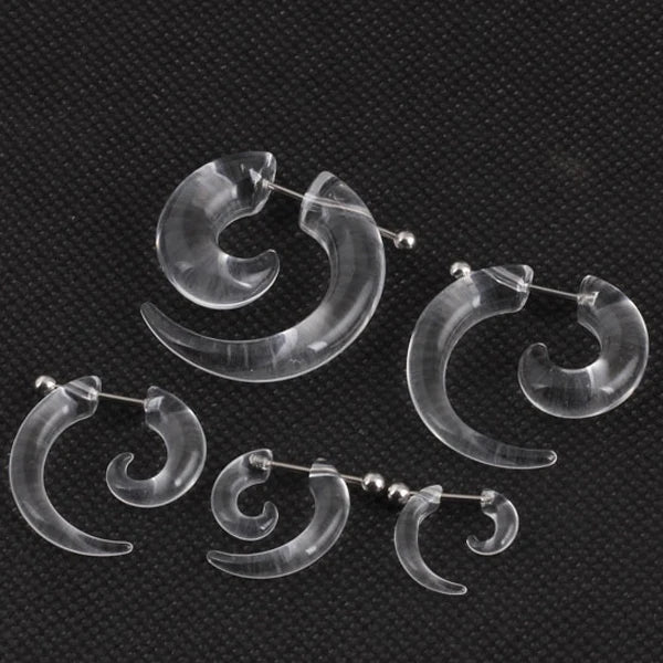 Fake Spiral Ear Tapers Snail Ear Expanders Body Jewelry 3-8mm - 2 Pieces