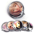 Mini Double-Sided Pocket Makeup Mirror - Cute Doll Design, Stainless Steel, Portable