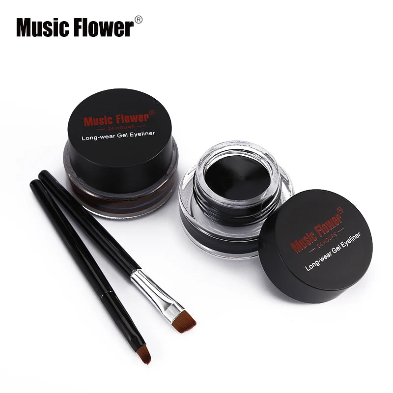 Waterproof Gel Eyeliner Kit 2-in-1 Long-Lasting Eye Makeup Set with Brushes