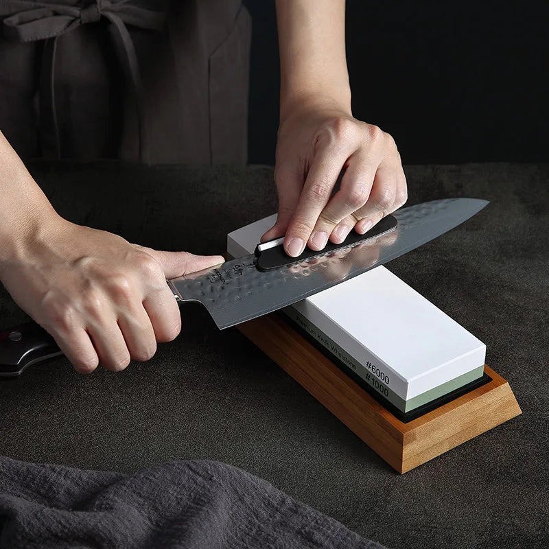 Diamond Sharpening Stone for Knives with Angle Guide 180x60x30mm - Double-Sided Whetstone for Kitchen Use