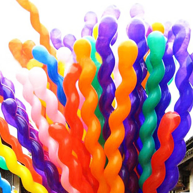 10Pcs Spiral Latex Balloon Set for Party Decoration, Inflatable Long Balloons