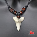 Hawaii Surfer Jewelry Pendant Necklace with Imitation Shark Teeth Tribal Bone Charm Adjustable Chain
