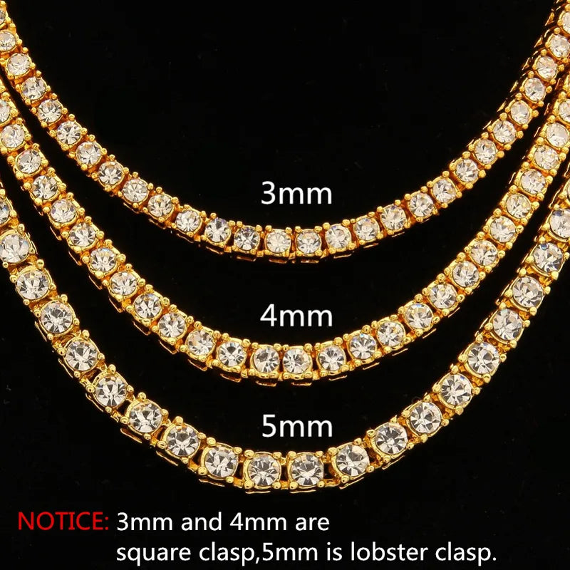 TBTK One Row Link Chain Choker Necklace with Crystals - Punk, Bling, Luxury Jewelry