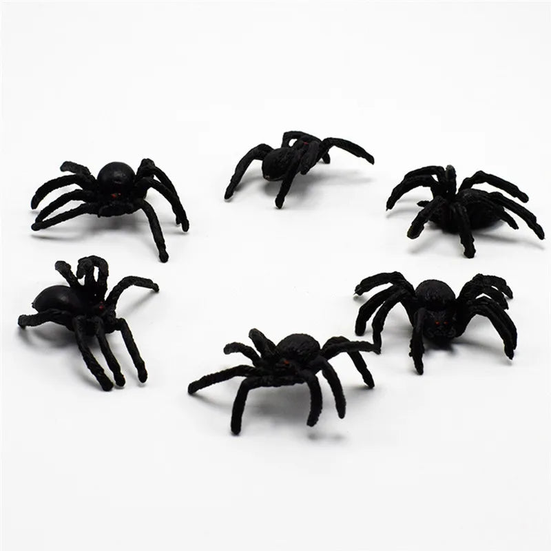 5pcs Small Fake Black Spider Halloween Decoration Haunted House Props