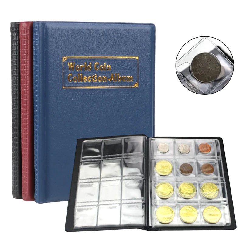 Coin Collection Album with 120 PVC Compartments for Coins & Banknotes - Multi-Color