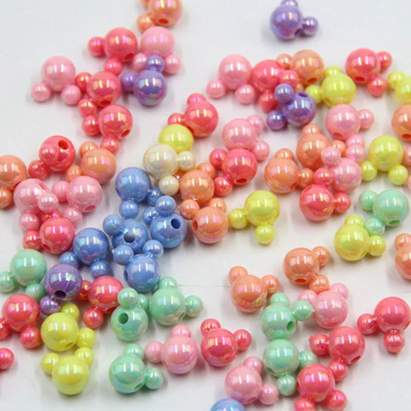 50pcs Acrylic Beads Set for Jewelry Making Cartoon Mouse Design
