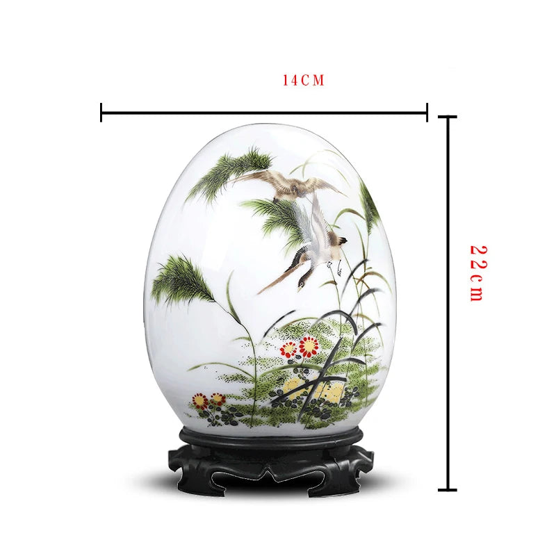 Jingdezhen Ceramic Egg Vase - Good Luck Porcelain Decor for Living Room