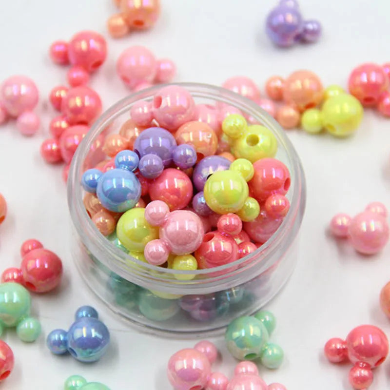 50pcs Acrylic Beads Set for Jewelry Making Cartoon Mouse Design