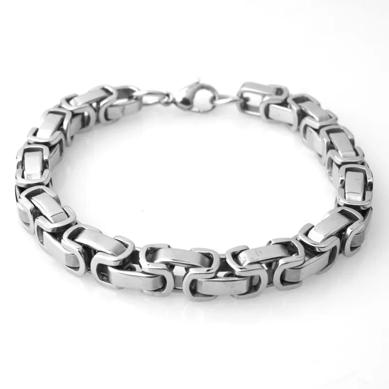 Men's Stainless Steel Byzantine Chain Bracelet 7-11 Inch Wide 5mm Jewelry