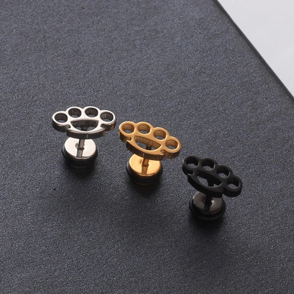 Unique Flower-Shaped Stainless Steel Ear Stud Earrings for Men Women