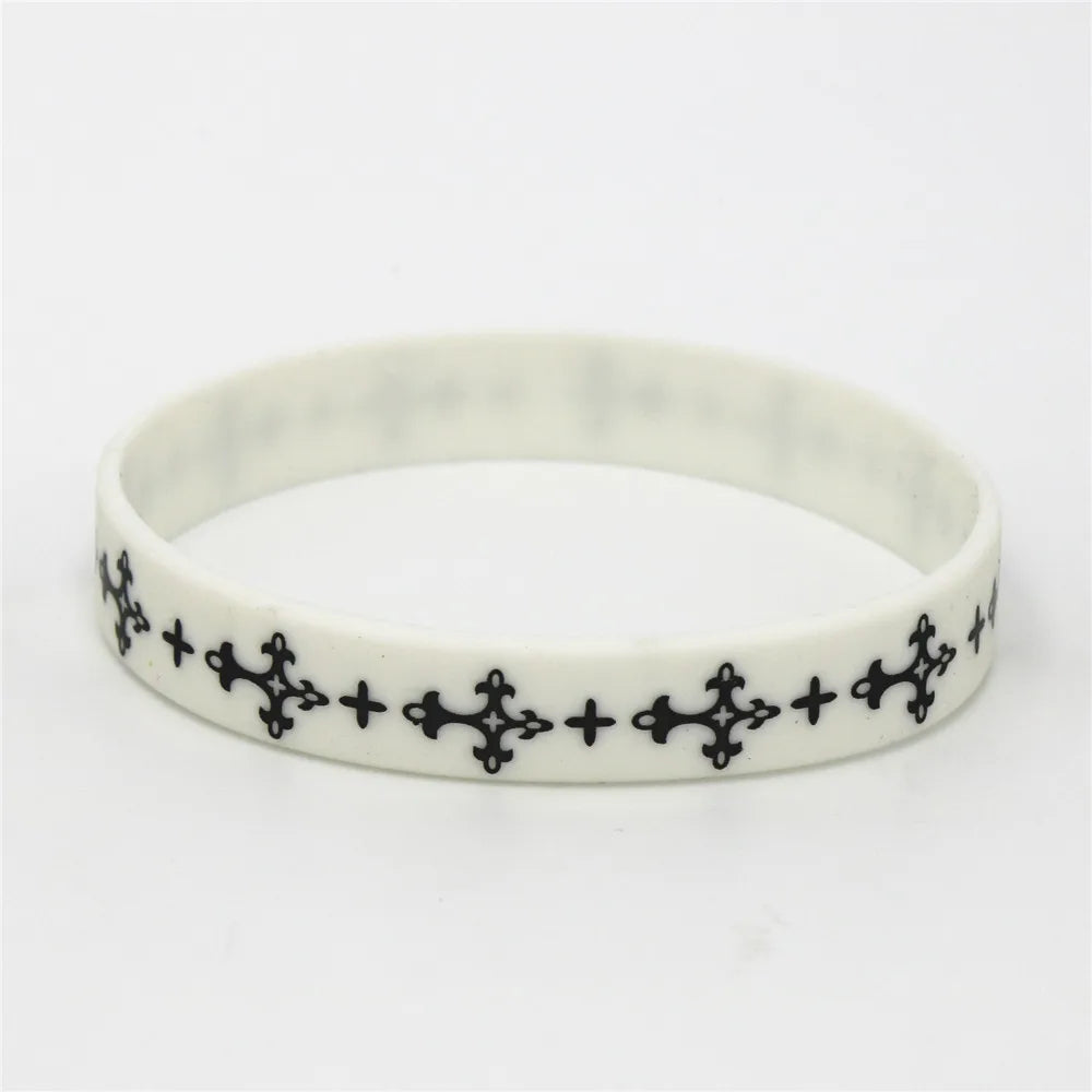 Silicone Cross Wristband Bracelet Unisex Religious Sports Jewelry Gift