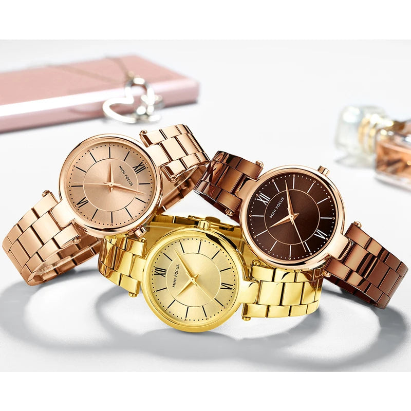 Women’s Stainless Steel Watch with Waterproof Quartz Movement - Luxury Dress Watch