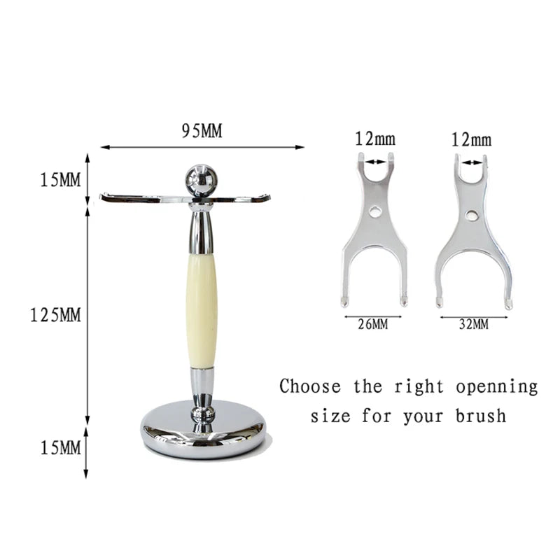 Metal Shaving Brush Stand and Razor Holder - Chrome Finish, 155mm Tall
