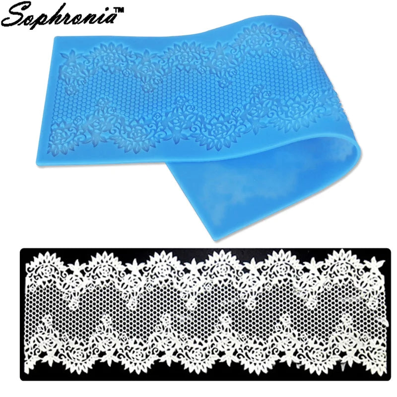 Flower Silicone Lace Mold for Cake Decoration Big Size Fondant Gumpaste Border