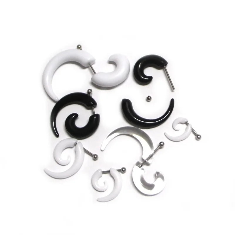 Fake Spiral Ear Tapers Snail Ear Expanders Body Jewelry 3-8mm - 2 Pieces