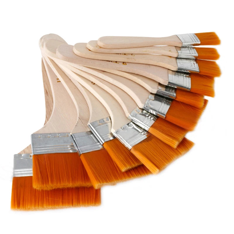 12-Piece Nylon Oil Paint Brush Set for Artists and Crafts, Easy to Clean