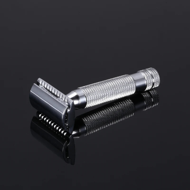 Men's Safety Razor with 5 Blades Copper Alloy Double Edge Classic Shaver Travel Kit
