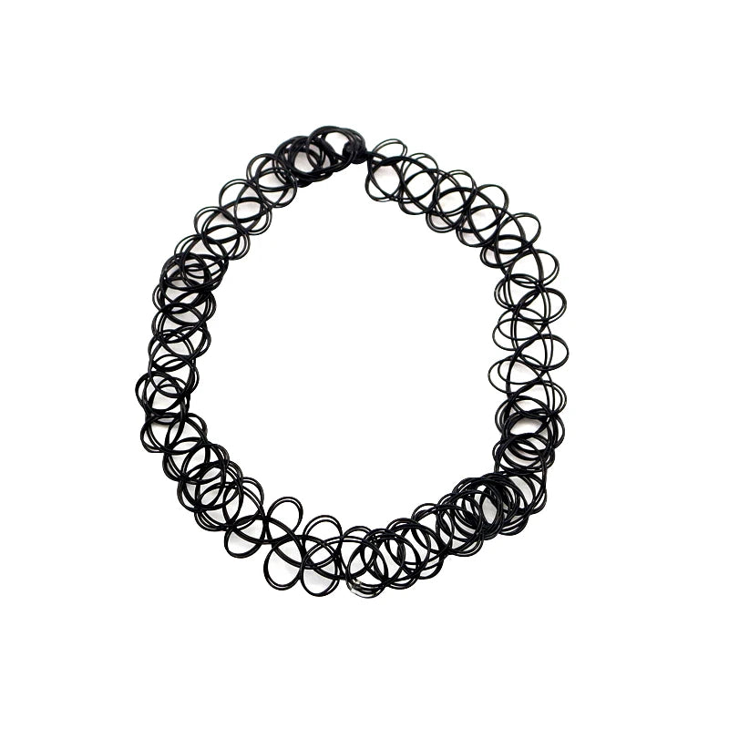 12 Pcs Hippy Plastic Choker Necklace for Women Punk Stretchable Jewelry