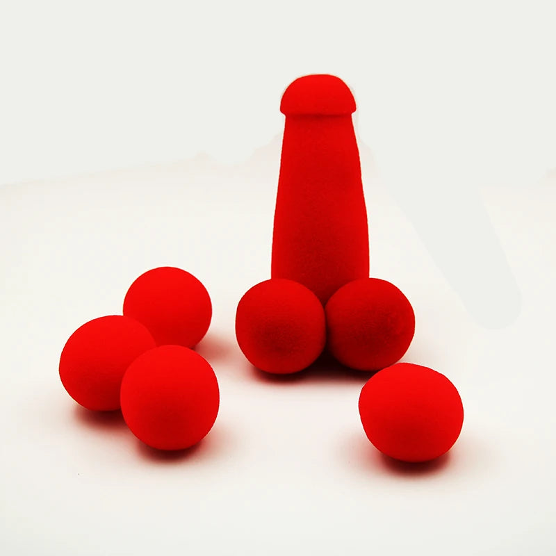 Magic Tricks Set with Red Sponge Balls and Joke Pen - Funny Close-Up Stage Gadgets