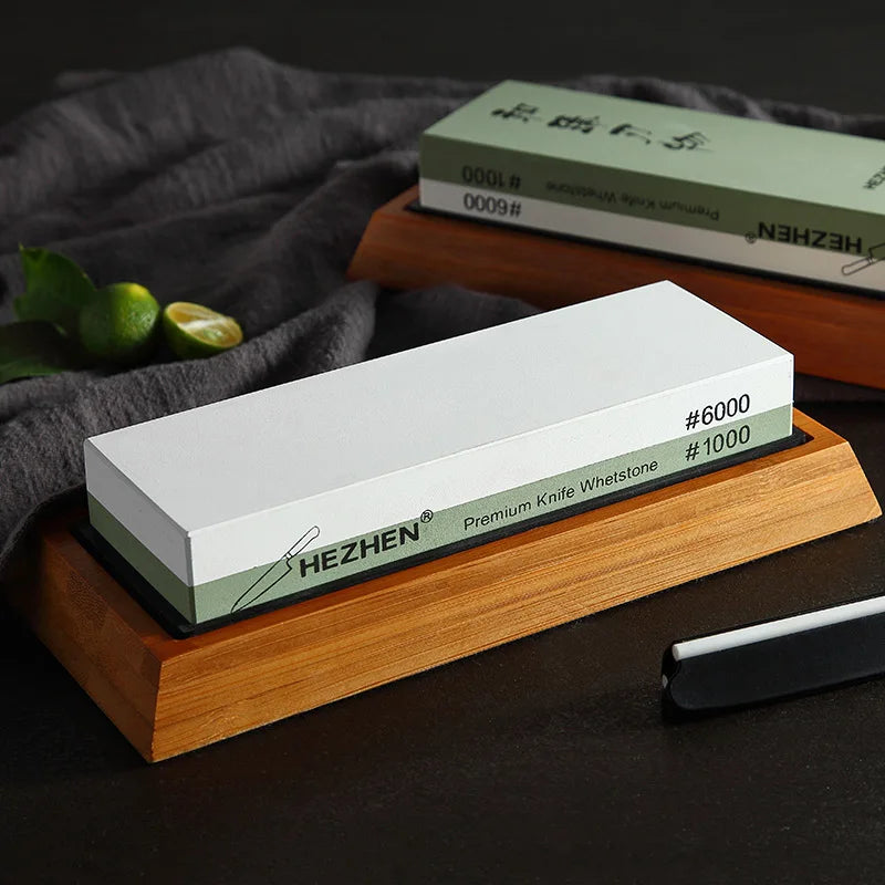 Diamond Sharpening Stone for Knives with Angle Guide 180x60x30mm - Double-Sided Whetstone for Kitchen Use