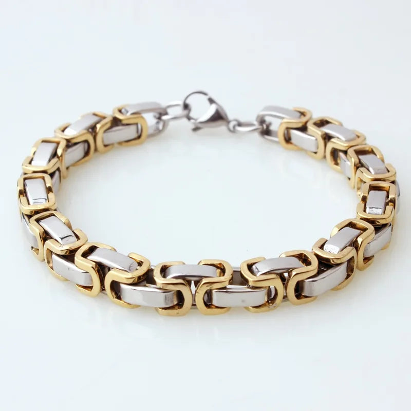 Men's Stainless Steel Byzantine Chain Bracelet 7-11 Inch Wide 5mm Jewelry
