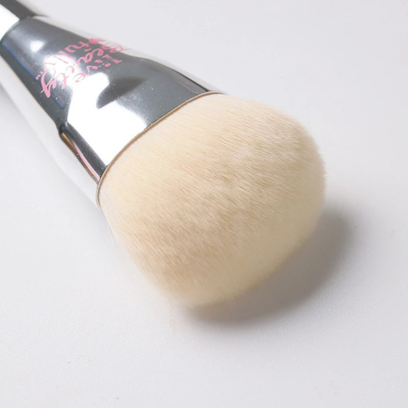 Professional Liquid Foundation Makeup Brush with Silver Chrome Finish - Dense Synthetic Bristles